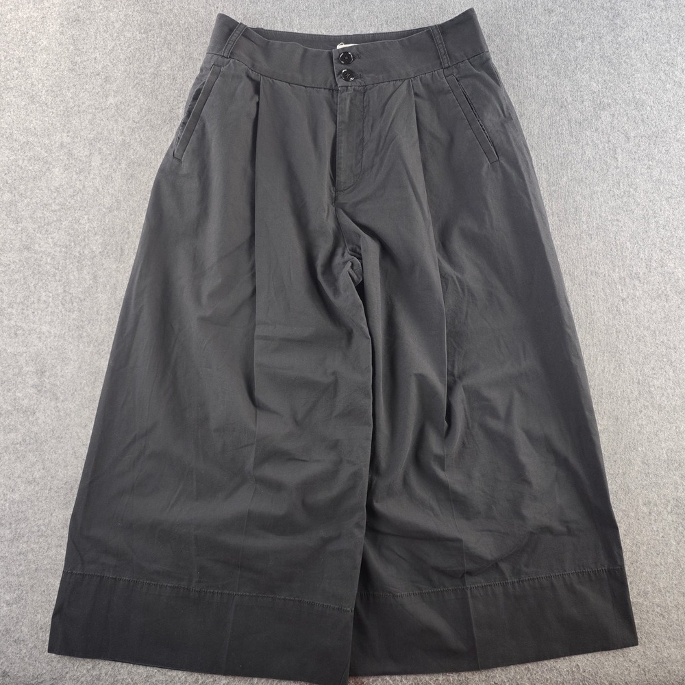 Anthropologie Culotte Crop Pants Womens 2 Black Wide Leg Trousers Cotton